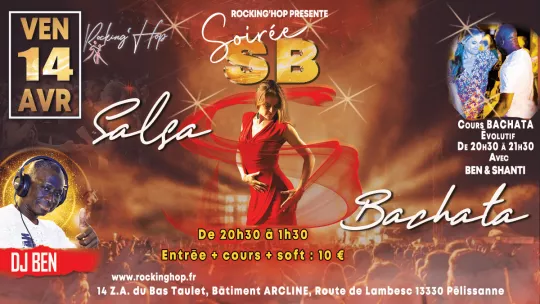 Flyer de la soirée Salsa Bachata du 14/04/2023