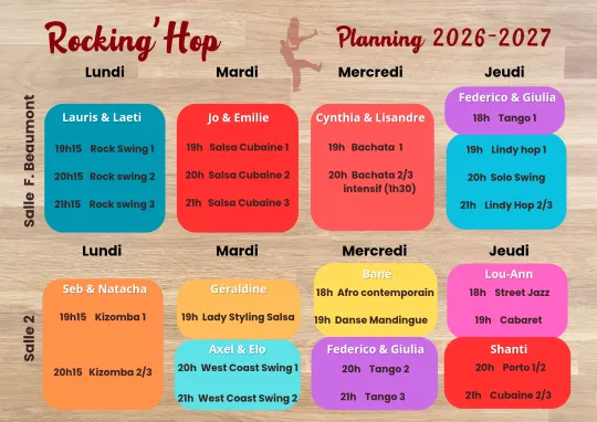 Planning cours 2026-2027